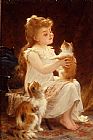 Emile Munier Playing with the Kitten painting